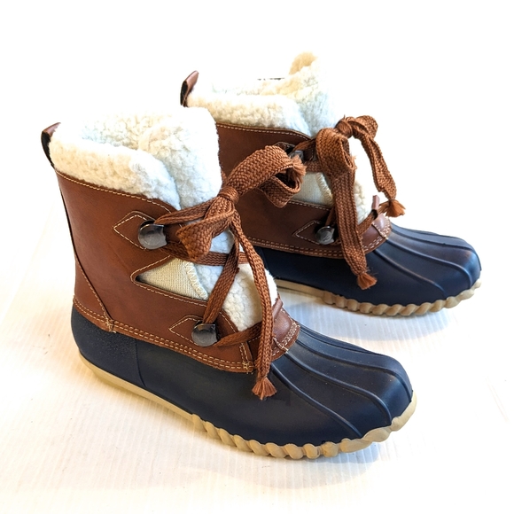 OUTWOODS Sherpa lined lace-up cozy duck boots - Picture 1 of 7